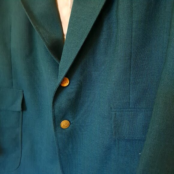 Stafford Men's 46S Hunter Green Gold Blazer Jacket Sport Coat 46 SHORT Christmas - Picture 3 of 11